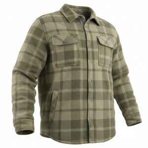 Voyager Men's Plaid Sherpa Lined Flannel Snap Jacket Green Size Medium Shacket